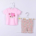 new arrival organic fabric leopard stripe cute loving heart pattern 2 piece cheap infant clothes